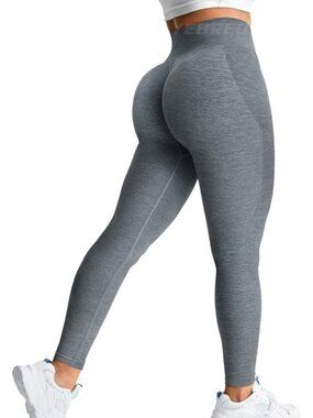 Women's Charcoal Marl Seamless Scrunch Butt High Waisted Imported Gym Leggings